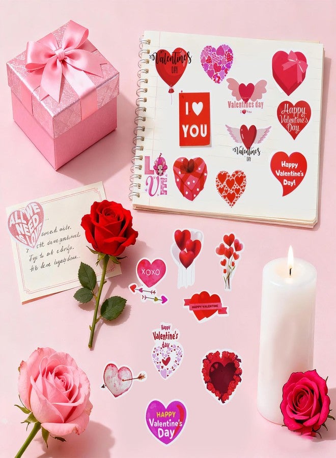 Fengek Valentines Day Stickers - 100 Pcs Heart-Shaped Stickers for Water Bottles & Scrapbook Decor - Image 5